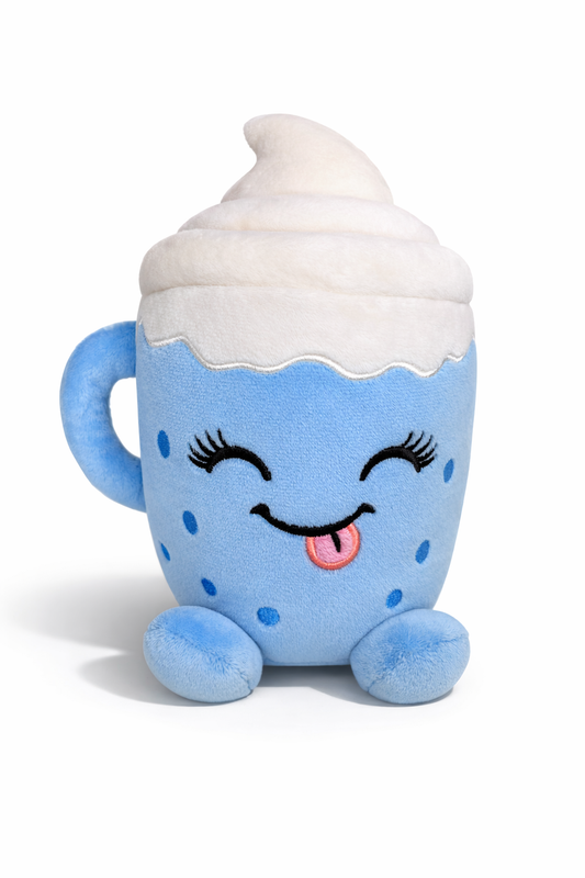 Blueberry Matcha plush toy blue matcha teddy by Flooffees London