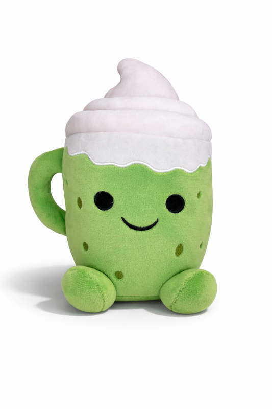 Mossi Matcha plush toy soft green matcha teddy by Flooffees London
